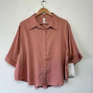 Athleta Cotton Dreams Sleep Oversized Top Dusty Rose Organic Cotton Small PMPK